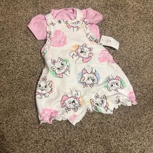 Disney Baby 3-6 Months White/Pink Marie Aristocats Nwt Pink T-Shirt White Romper